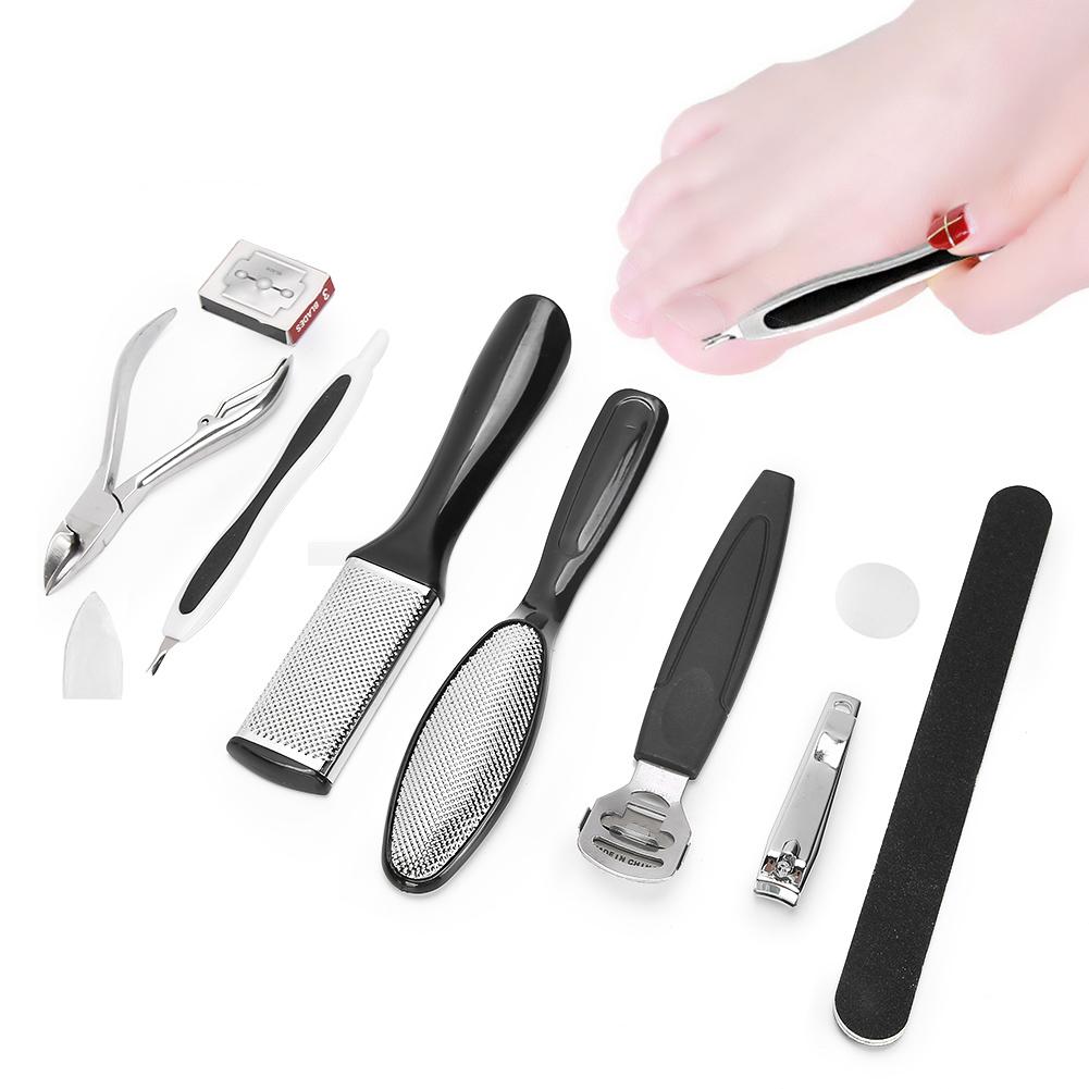 Set di 10 Pezzi per Pedicure in Acciaio Inossidabile, Lima per Pelle Morta, Pinzette per Cuticole, Tagliaunghie