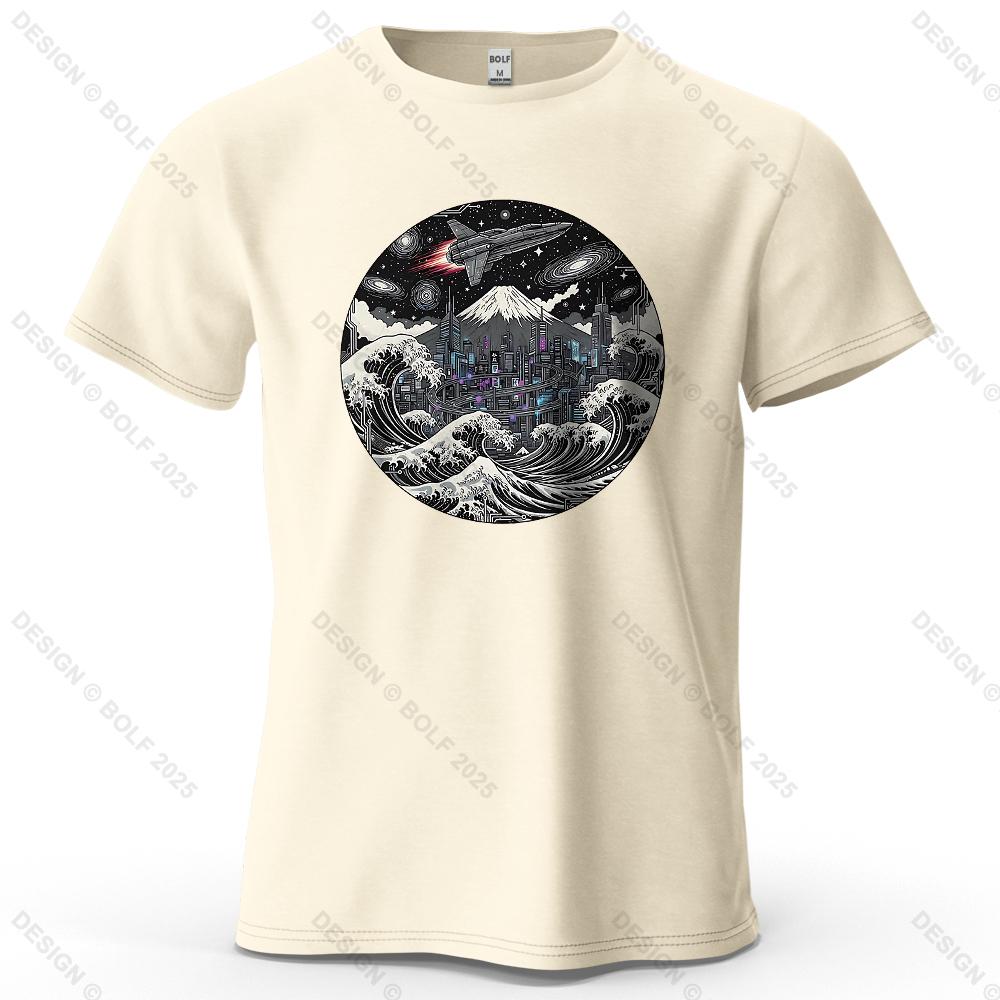 

Cyber Wave Futuristic Printed Men s T-Shirt 100% Cotton Oversized Artistic Graphic Tees for Women Tops Tees Casual Streetwear 4XL
