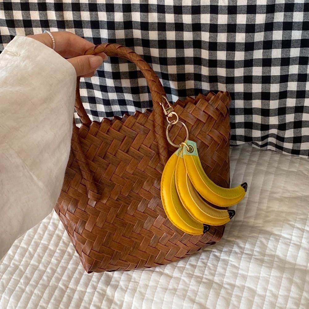 PU Banana Fruit Banana Keychain Cute Fashion Fruit Key Ring Portable PU Leather Pendant  Female