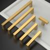2 pcs Brushed Gold Cabinet Handles Stainless Steel Square Bar Pulls for Kitchen Bathroom Cupboard