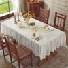 White Romantic Small Fresh Table Cloth Lace Jacquard Skirt Hem Rectangular Tablecloth Restaurant Decoration with Warm Placemats