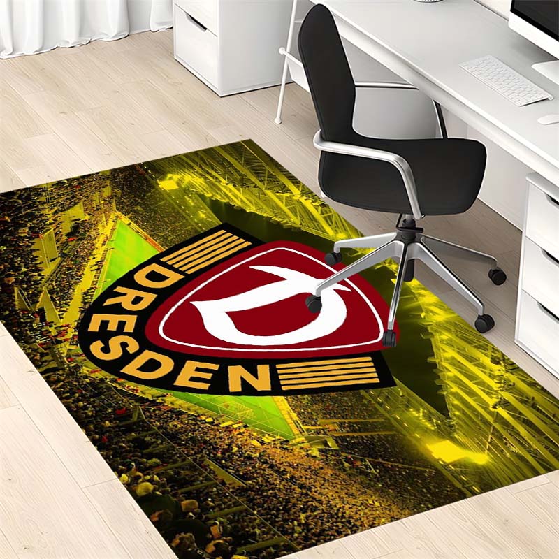 Dynamo Dresden Stadium Print Area Rug, Non Slip Soft Floor Mat Football Club Logo Carpet for Fan Home Living Room Decor
