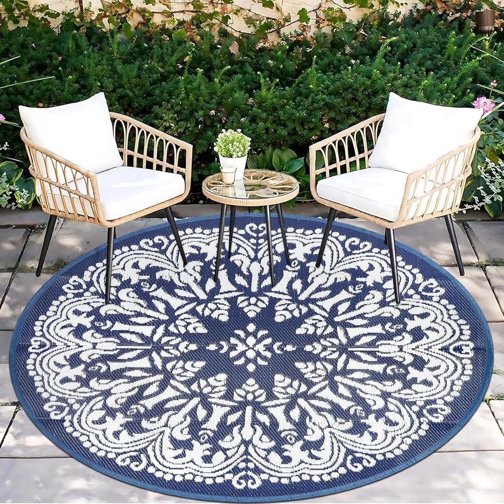 Festive Antique Boho Motif Circular Rug Decorative Non Slip Door Mat Versatile Accent For Gym Dance Studio Lounge Room