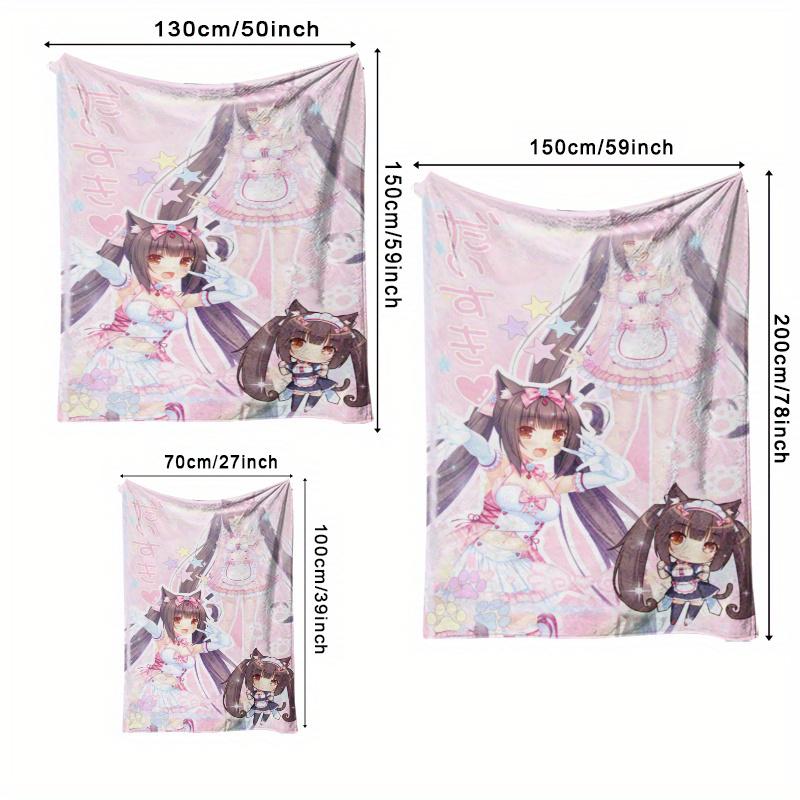 Nekopara Anime Winter flannel blanket Pastel colors for Home, Office, Travel - Perfect Gift for Anime Fans, Maid Cats