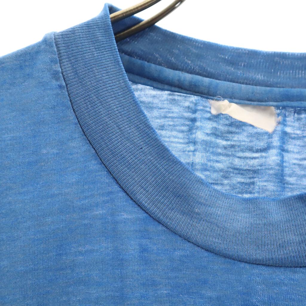 70s 80s Vintage Short Sleeve T-shirt Blue Single Stitch Men's Used