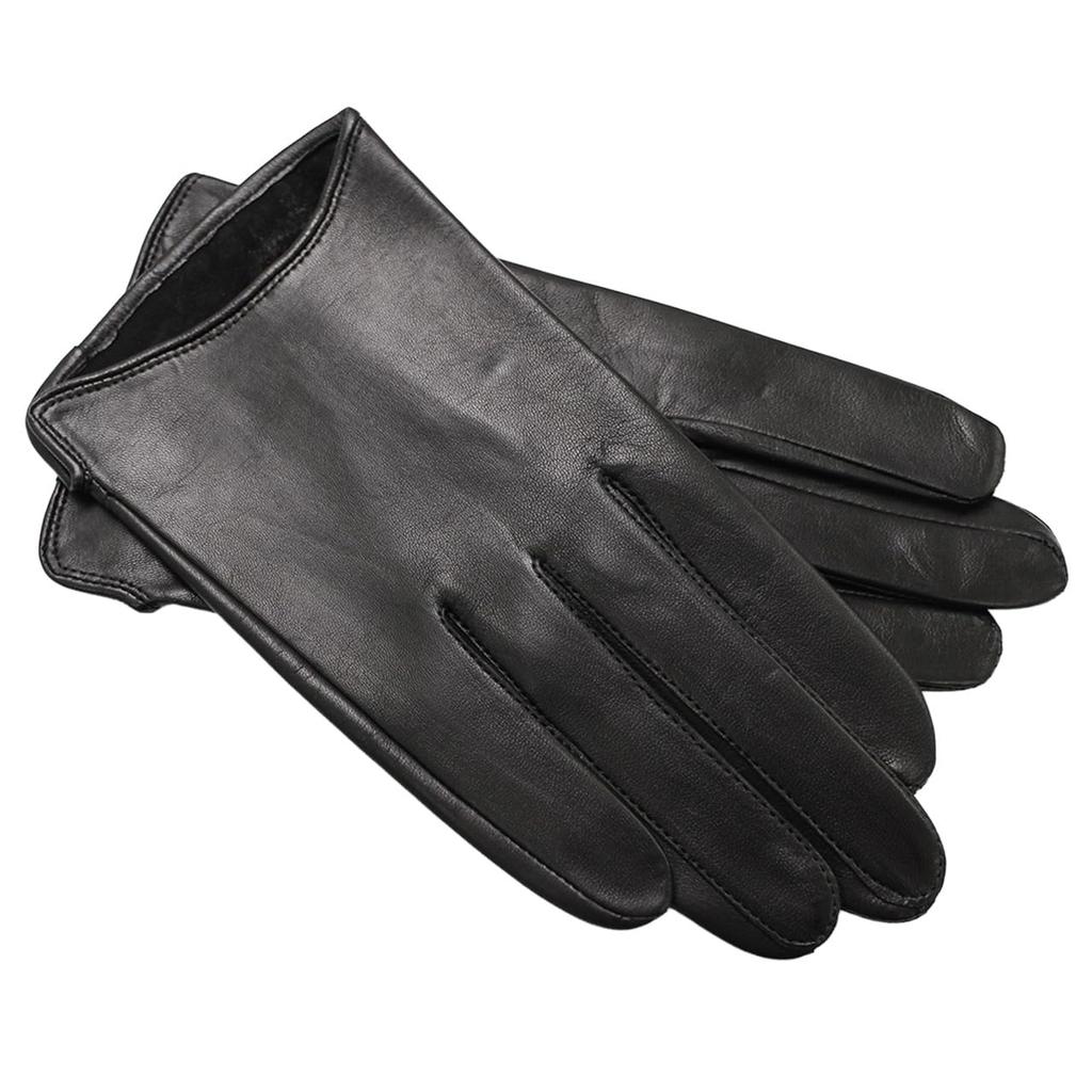 ORuKuBET Men's Simple Black Sheepskin Leather Gloves OB14321M9