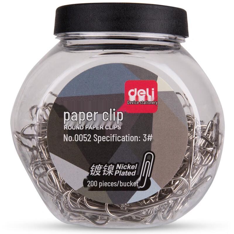 Deli Nickel-Plated Metal Paperclips 0052