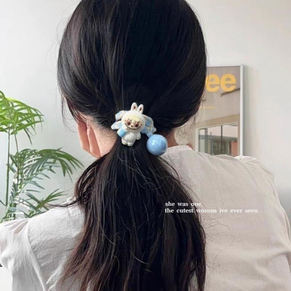 Headband Children's Cute Sweet Rubber Band Girl Heart Beads Colored Hair Rope High Elasticity