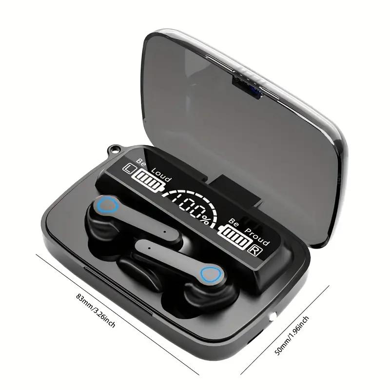 Sluchátka Bluetooth V5.1, 9D stereo zvuk, Vodotěsná sluchátka, Sluchátka s dotykovým ovládáním, Nabíjecí krabička se svítilnou