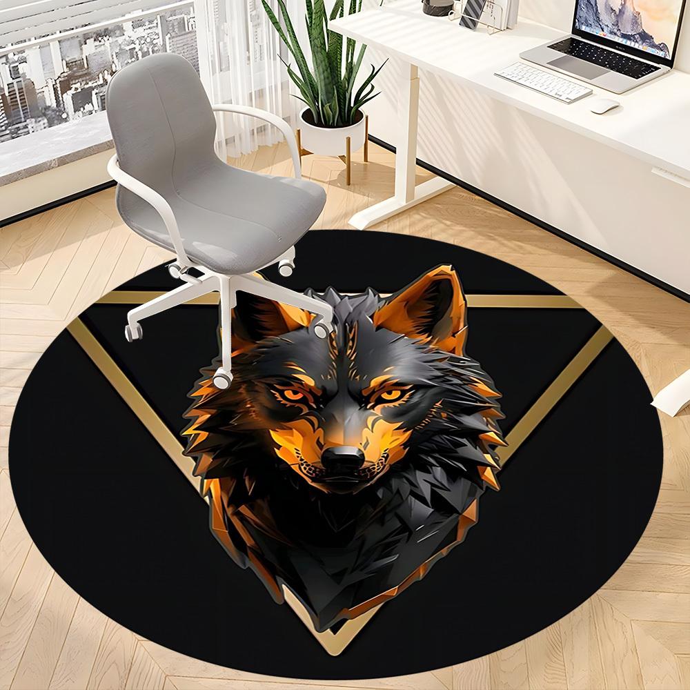 1pc Wolf Pack Office Round Area Rug, Under Office Chairs Bedroom Living Room Home Decor, Room Deco, Available in Various Sizes
