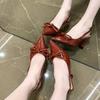Summer Pointed Toe High Heel Women Sandals Fashion Butterfly-knot Singbacks Pumps Female Elegant Stripper Party Sandalias