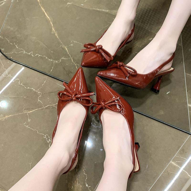 Summer Pointed Toe High Heel Women Sandals Fashion Butterfly-knot Singbacks Pumps Female Elegant Stripper Party Sandalias