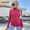 Cinemore Spring Autumn Women's Sweater Solid Oversize Casual Pullovers Warm Basic Long Sleeve Top O Neck Knitted Jumper Sweater