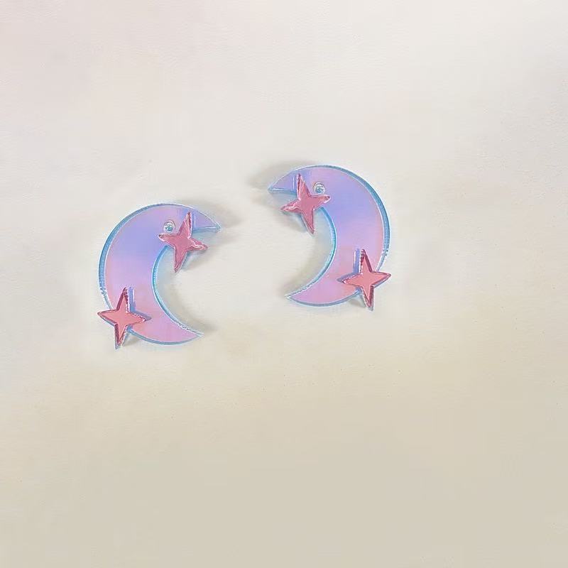Korean Style Colorful Star Acrylic Earrings Creative Lightweight Stud Earrings for Women Girls