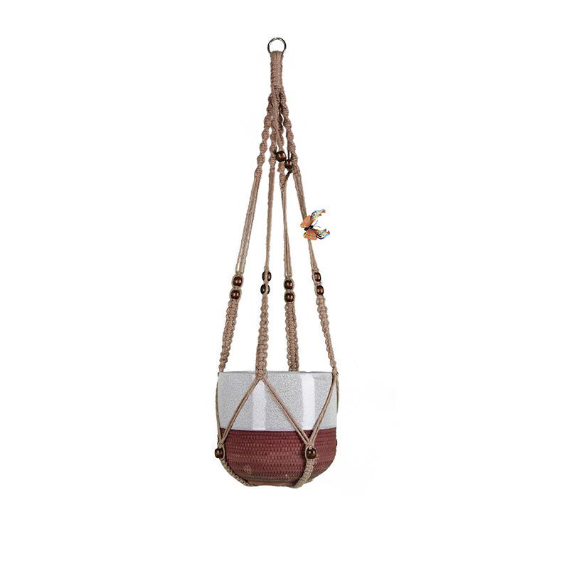 Hand-woven Bohemian Hemp Rope Hanging Basket Pendant