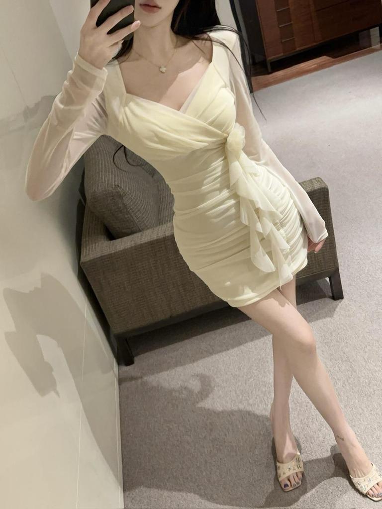 Spicy Girl Mesh Bodycon Kleid – Sexy Nachtclub- & Massage-Technikerin-Uniform