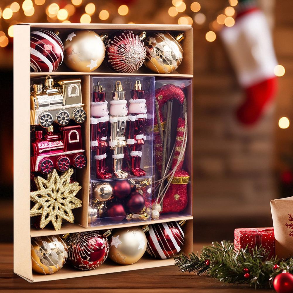 50 Pièces Décorations d'Arbre de Noël Incassables Rouges et Dorées Pendentifs d'Arbre de Noël Décoration de Noël pour Maison Hôtel Décor de Fête