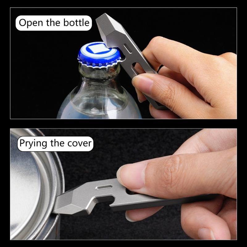 Compactly Titaniums Camping Tool Keychain Screwdriver Bottle Opener Multifunctional Ruler Portable Outdoor Accessory