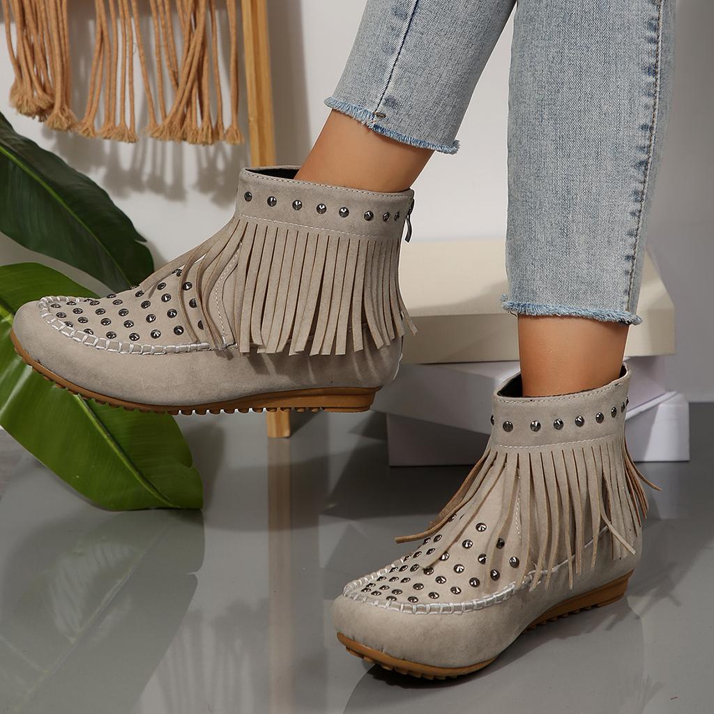 Fashion 2024 New Winter Women Outdoor Tassel Decoration Boots Women Comfortable Flat Non-Slip Fashion Platform Boots Shoes for Women