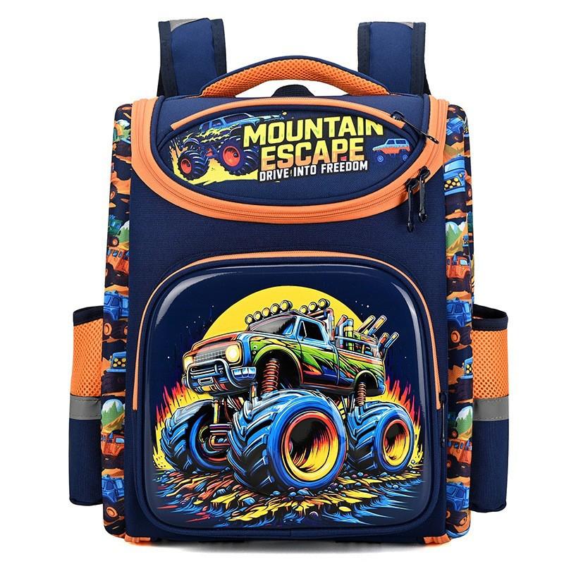 Kids School Backpack Grades 1-2 3D Hardshell Cartoon Design Lightweight Oxford Fabric With Reflective Safety Stripes