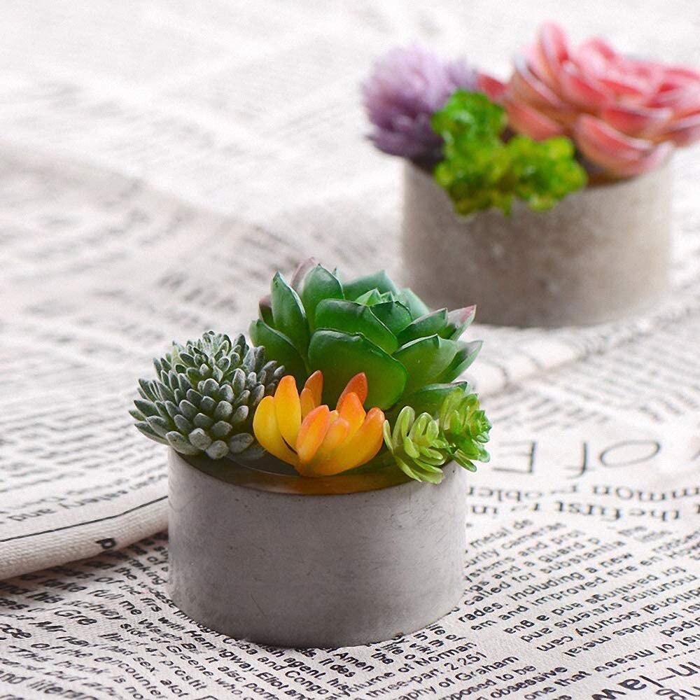 Moule en Béton Cylindrique à 6 Trous Moule Pot de Fleur en Silicone Pot pour Succulentes Moule à Ciment Décoration de Bureau