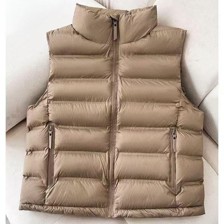 Winter Women Warm Padded Short Down Cotton Vest Stand Collar Loose Outwear Sleeveless Puffer Waistcoat for Casual
