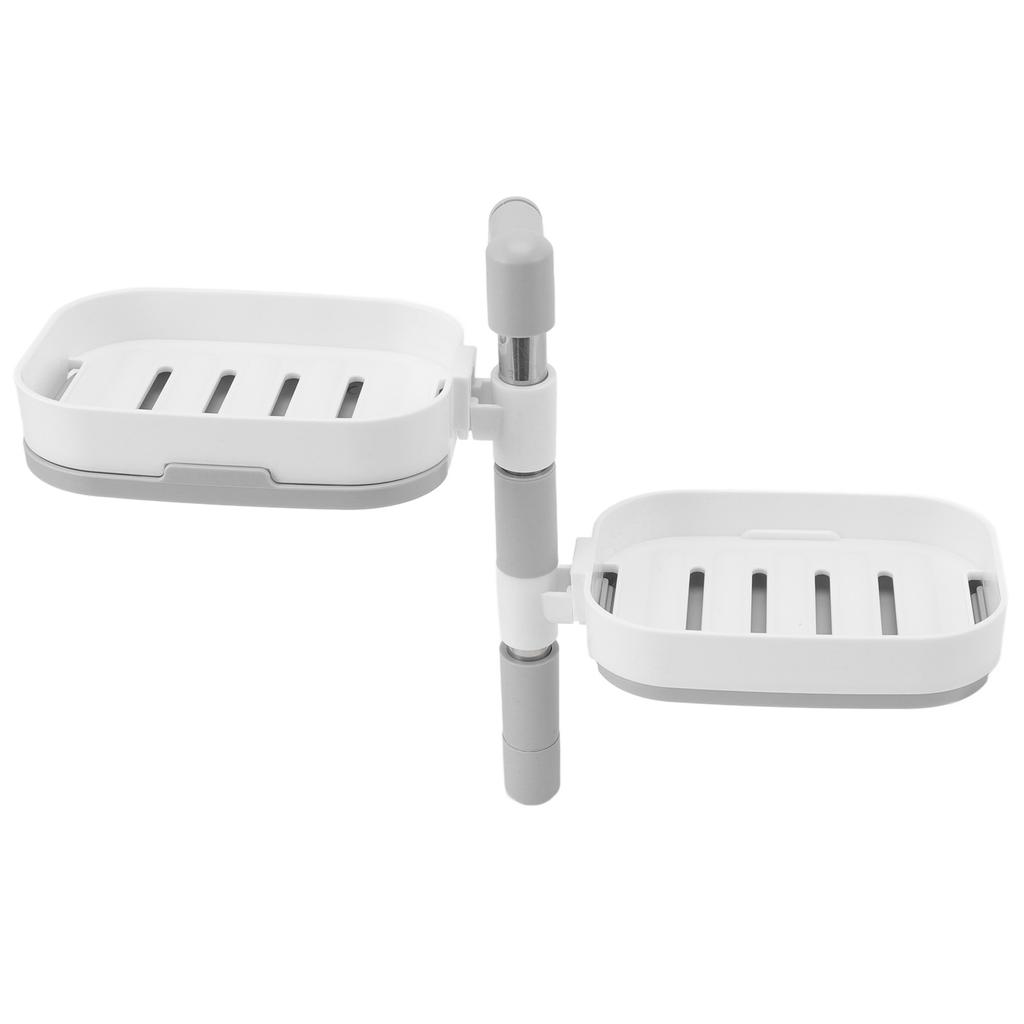 Soap Holder Detachable Two Layers Space Saving Wall Mounted Rotating Soap Dish for Bathroom Shower