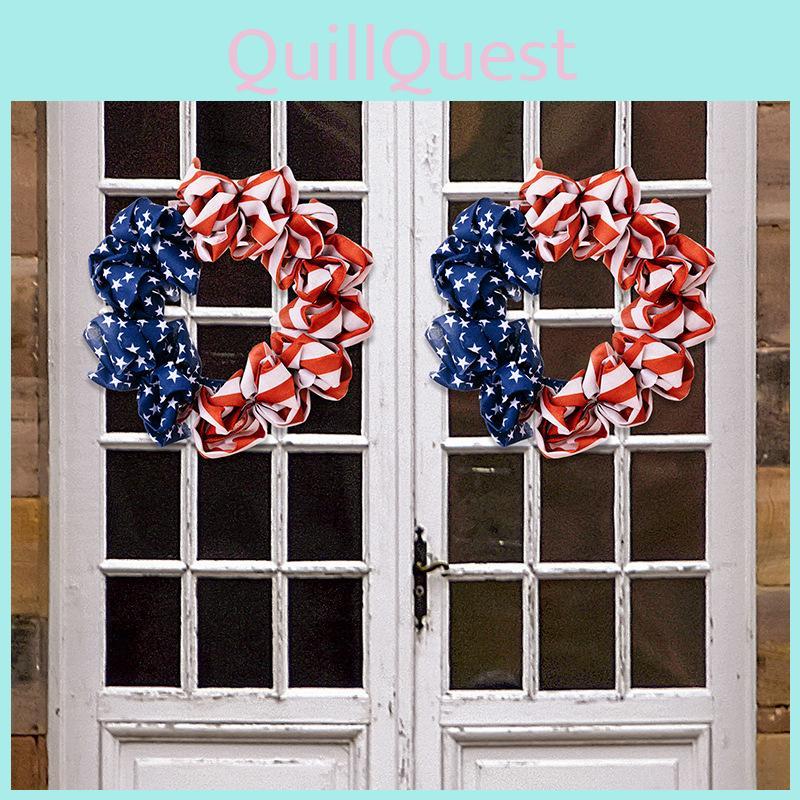 Stunning Polyester Independence Day Wreath Featuring Rustic Burlap Design 40cm