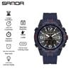 Sanda Men's Multifunctional Waterproof Sports Watch with Dual Display and Snooze Alarm