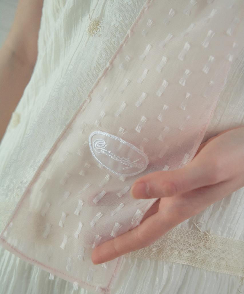 OURNOSTALGIA Sheer Lace Dot Scarf_Pink(Ob6Ac08)