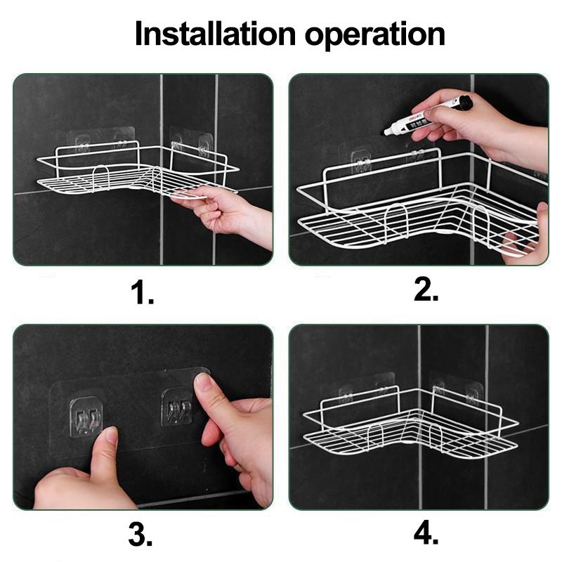 1pc-Punch-free Triangular Storage Rack Saves Space and Is Suitable for Storing Spices, Bathroom Supplies and Sundries.