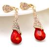 Women's Teardrop Crystal Bridal Earrings In Red