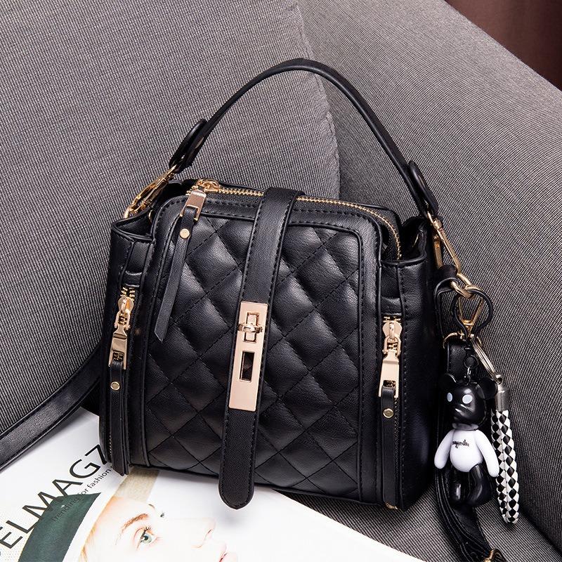 Women's bag new fashion diamond lock bucket bag simple casual shoulder crossbody portable small bag