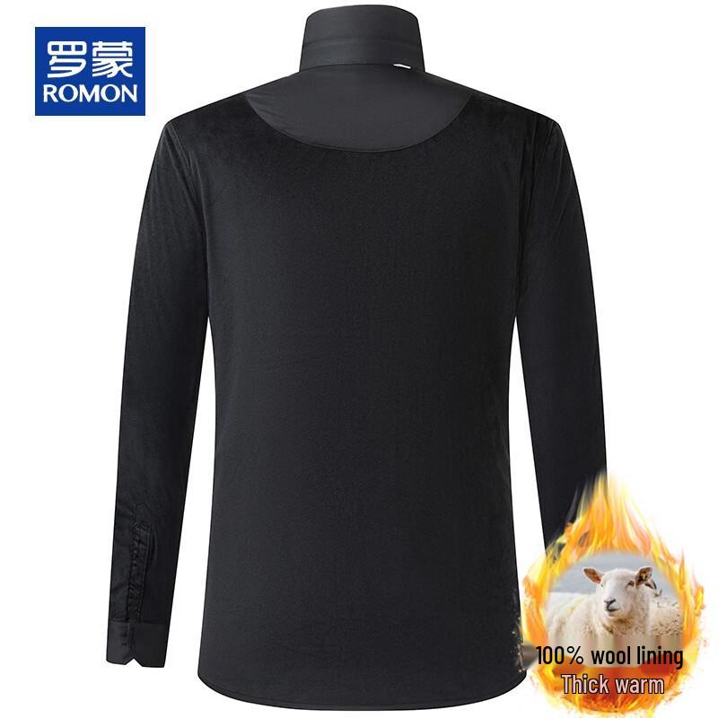 ROMON Men's 100% Wool Filled Thickened Warm Long-Sleeve Shirt Jacket
