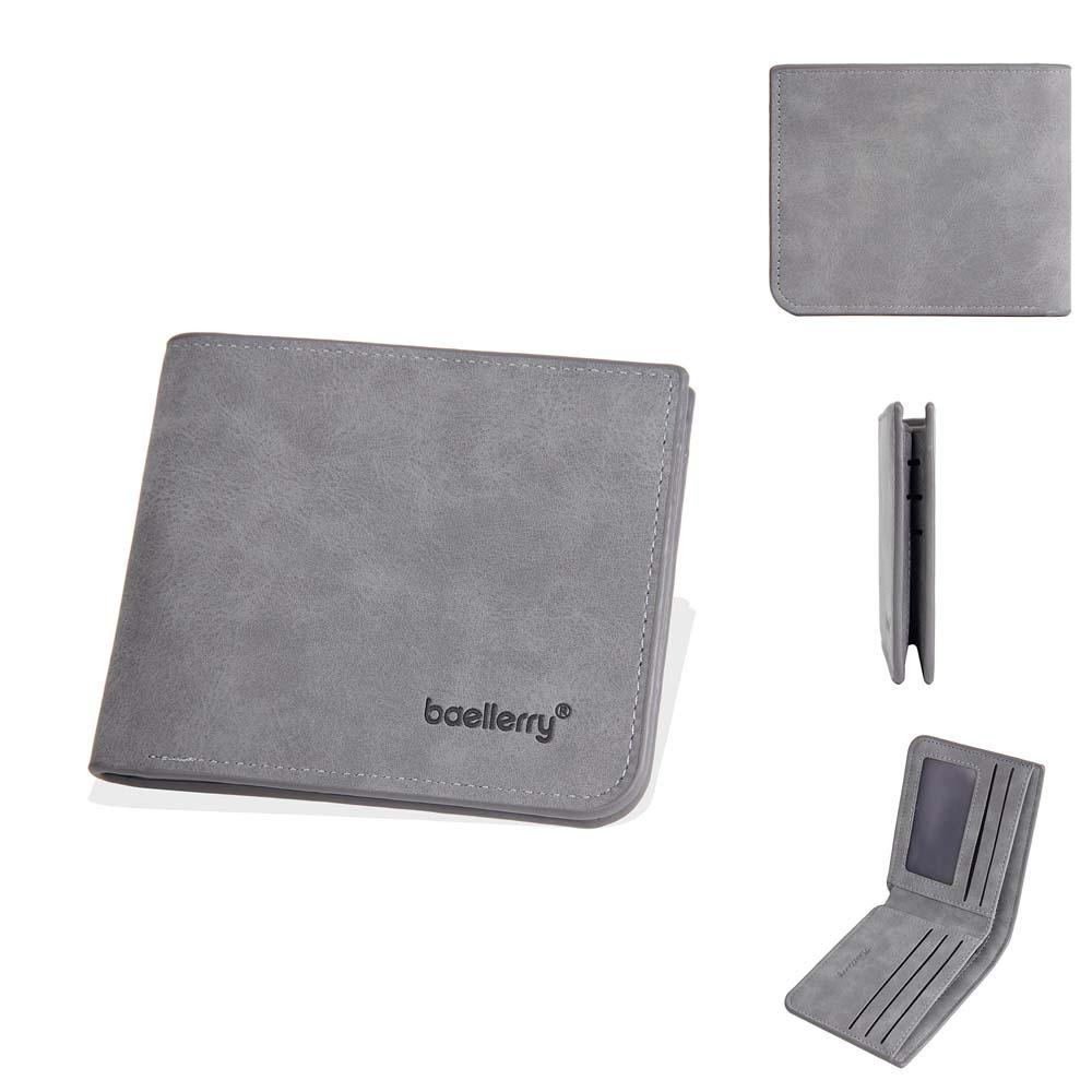 PU Leather 2 Fold Wallets Solid Color Small Pocket Purse Portable Men's Short Wallet  Men Boys Gift