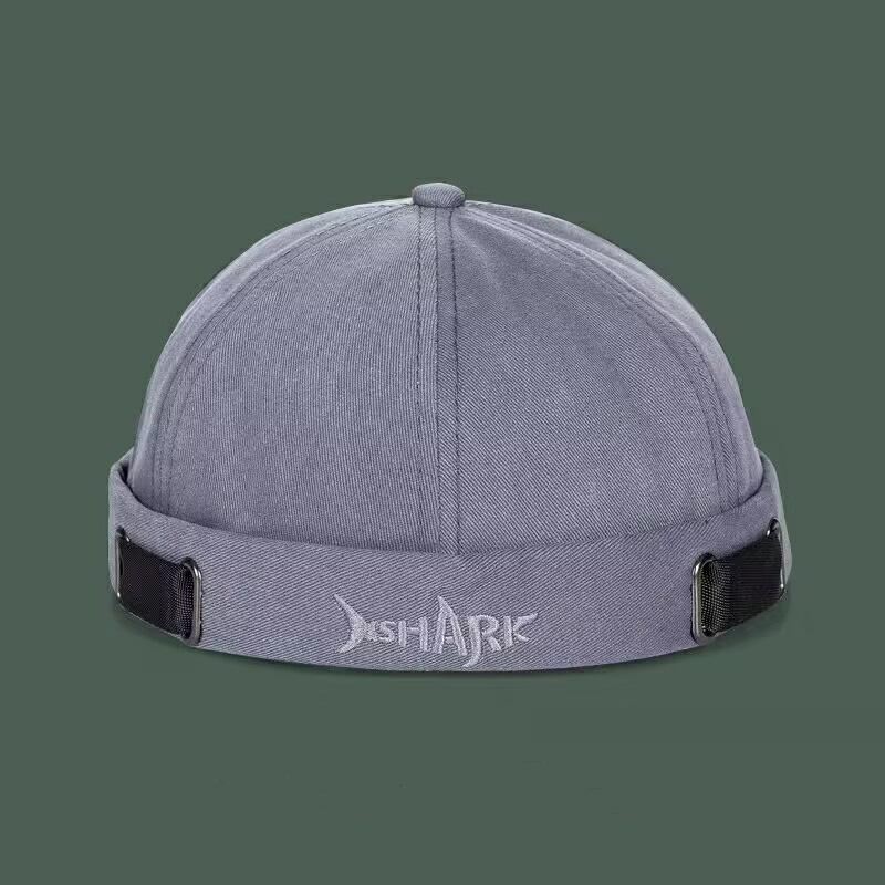Street Melon Cap Shark Embroidered Hat Men's Spring and Autumn Landlord Hat Personality Beanie Everything Hip Hop Yuppie Hat