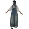 Women's Straight-Leg Denim Overalls: Cool, Sweet, Age-Defying, Relaxed Fit, High-Waisted, Loose, Wide-Leg Trendy Pants.