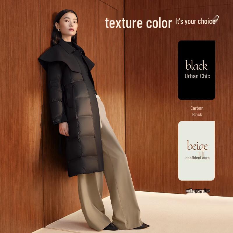 Aolaiyi Women's Elegant Long Trench-Style Down Jacket