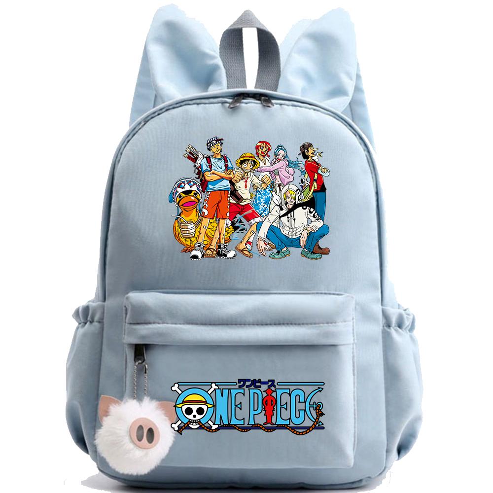 Anime Printed One Piece Backpack Knapsack Kids Boy Girl School Bag Teenager Student Cartoon Bookbag Outdoor Rucksack