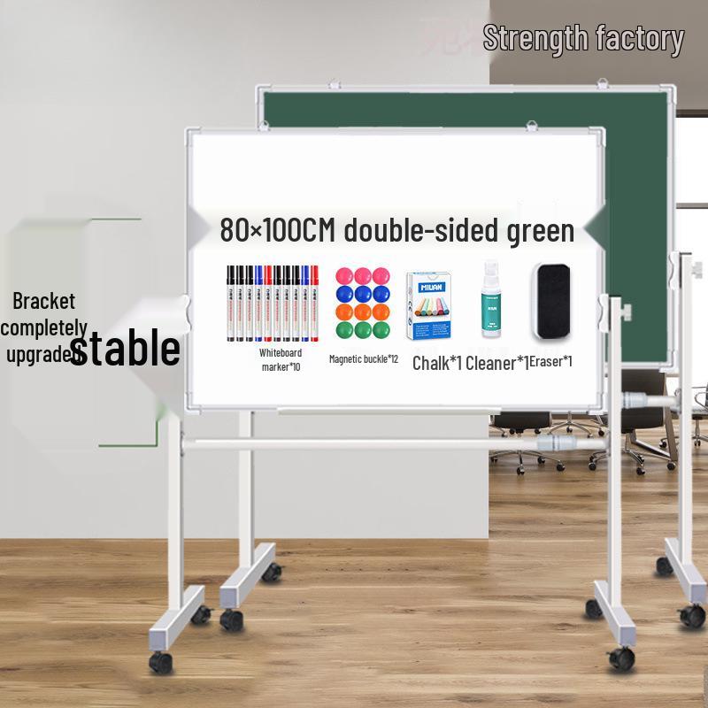 Double-Sided Magnetic Whiteboard & Chalkboard with Mobile Stand for Home, Teaching, and Office Use