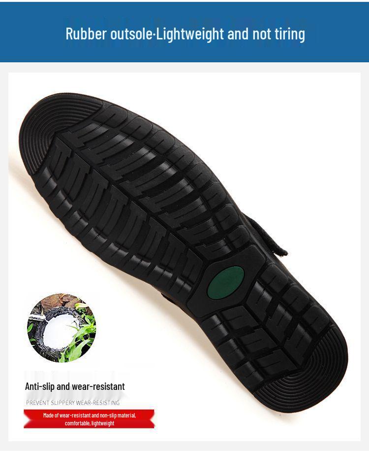 Sandalias de Conducción de Cuero de Suela Blanda para Hombre - Business Casual, Diseño Hueco para Mediana Edad y Ancianos