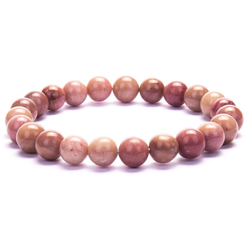 New European & American Style Cross Bracelet, 8MM Natural Stone Beaded Fashion Accessory