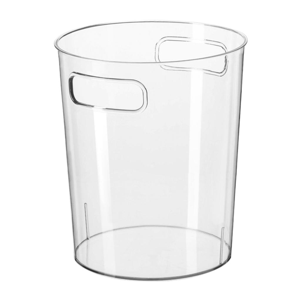 Household Supplies Transparent Rubbish Can With Handle Multifuctional Round Plastic Garbage Can Tabletop Storage Bottles