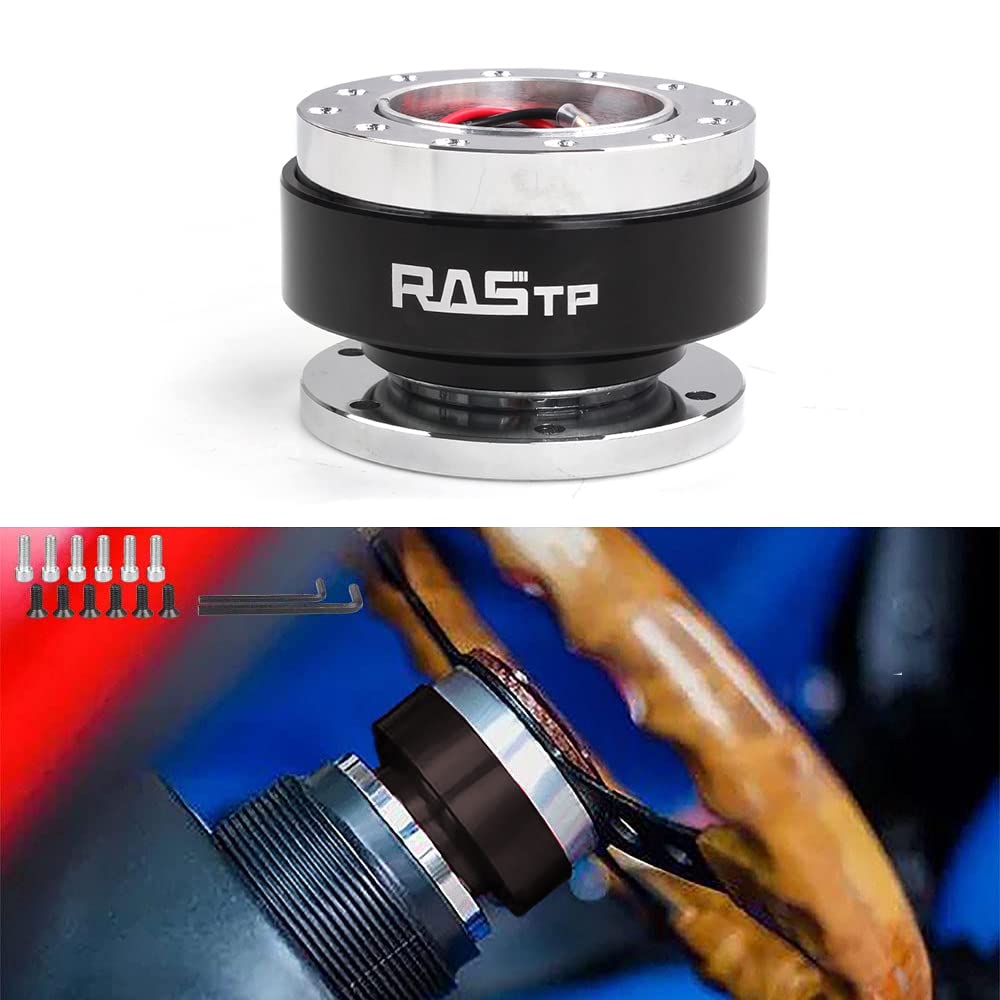 MUTEKI Steering Boss Quick Release Aluminum Alloy Corrosion Resistant Durable Corrosion Resistant Universal Easy Installation Remove Handle (Black)