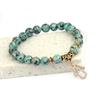 European & American Hot Selling Sesame Stone Mala Beads Bracelet with Personalized Palm Pendant
