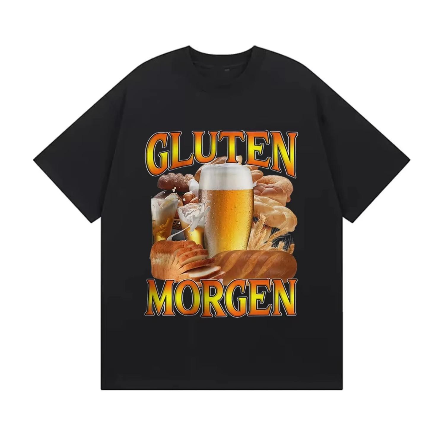 

Gluten Morgen Funny Gluten Intolerance Meme T-Shirt Men Women Loose O-Neck Short Sleeve T Shirt Vintage Oversized Cotton TShirts S разноцветный
