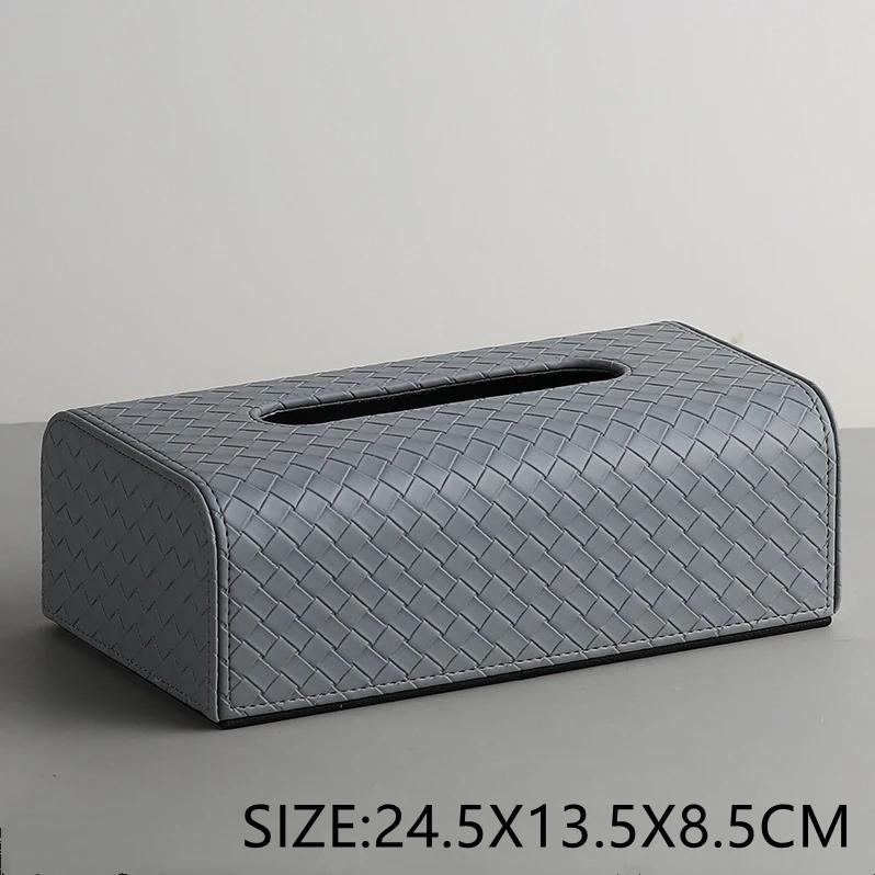 Scatola Portatovaglioli Rettangolare in Pelle a Griglia Intrecciata Creativa Scatola Portatovaglioli Estraibile Decorazione per Casa Camera da Letto Soggiorno