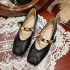 Single shoes women's summer new niche soft leather one-pedal square heel Mary Jane women's shoes