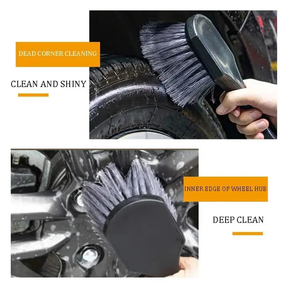 Audiophan Wheel & Tire Brush for Car Rims, Soft Bristle Car Wash Brush, Clean