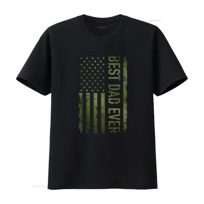 Best Dad Ever American Military Camouflage Flag Father T Shirt Vintage Washed Comfortable Slightly Versatile Streetwear Homme